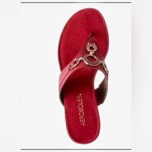 AEROSOLES Flashlight Mujer  Red Sandals with Metallic Accents Size 8